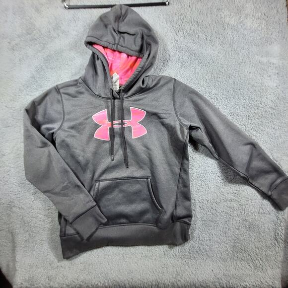 UNDER ARMOUR HOODIE GRAY‎ PINK WOMANS MEDIUM STORM - Picture 1 of 7